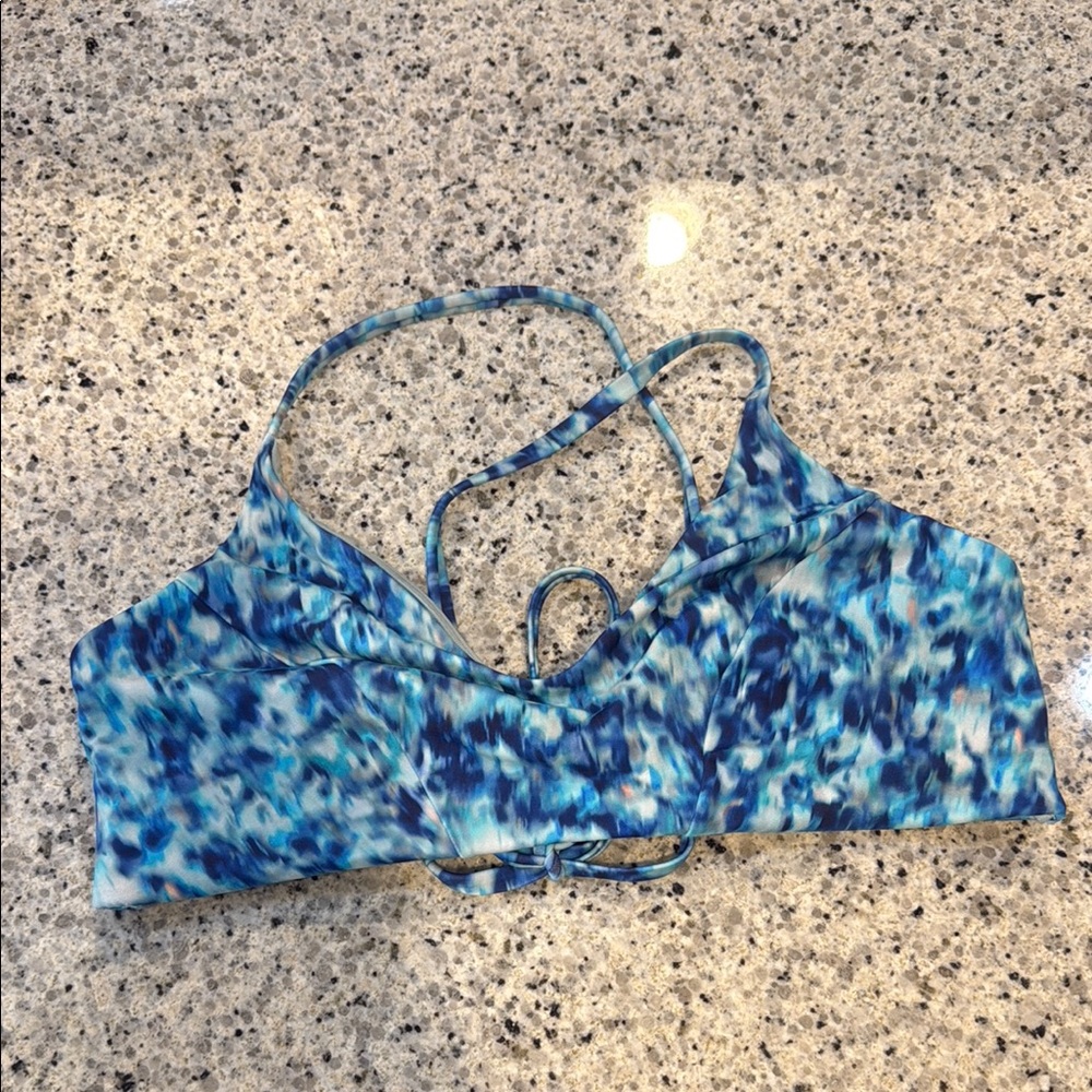 Athleta Blue Patterned Bikini Top